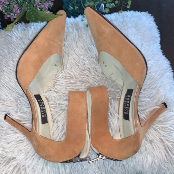 Michael Shannon Tan Suede Leather Pumps with Ankle Strap and Back Zipper Size 9B - Picture 8 of 10